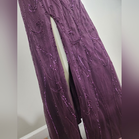 Adrianna Papell platinum evening gown merlot purple bridal women's size 12 - Picture 10 of 16